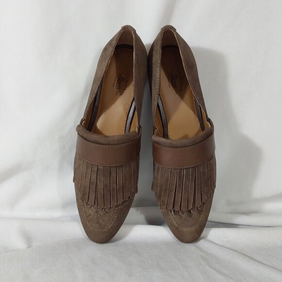 NEW! G.H. Bass & Co "Harlow" D'orsay Flat Metallic Brown Suede Weejuns - 8 - Picture 7 of 13